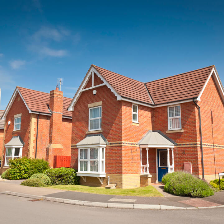 family homes on a newly built housing estate.