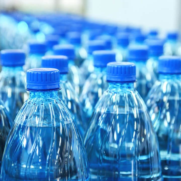 closeup of plastic bottles