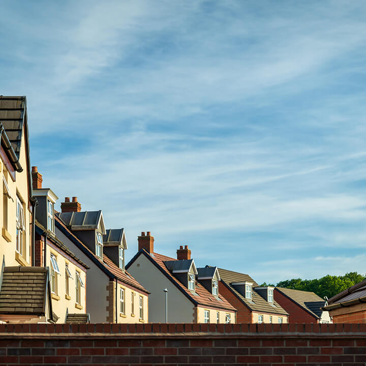 Row of new built houses in england uk